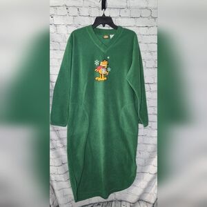 Vintage Garfield Fleece‎ Long Sleeve Night Shirt Gown Size Small